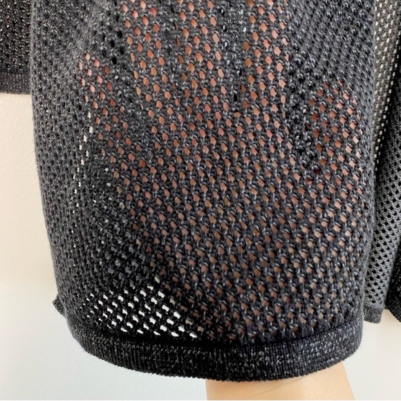 Eileen Fisher Womens Open Knit Long Line Cardigan Size L Black System Capsule - Picture 7 of 12